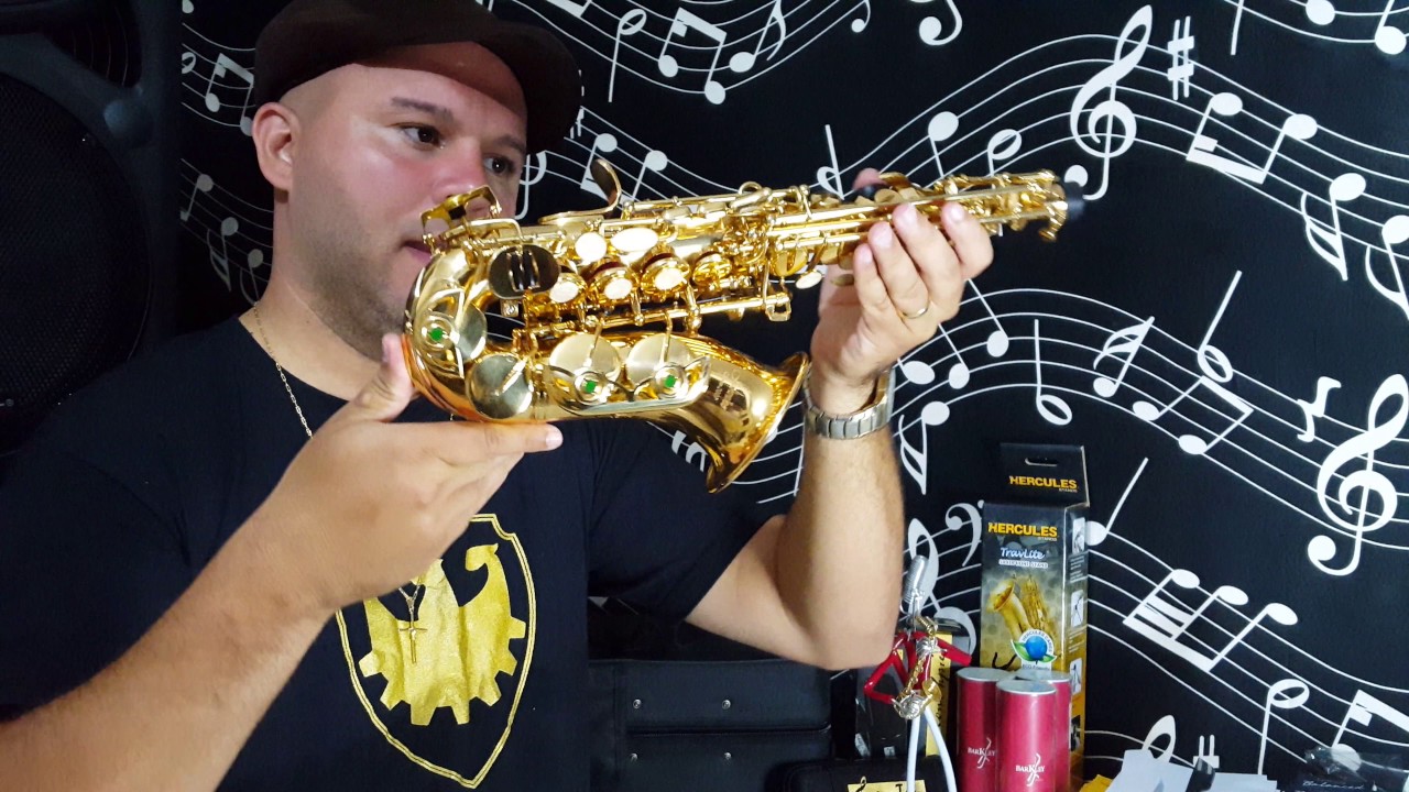 Unboxing saxofone soprano curvo jahnke dourado. YouTube