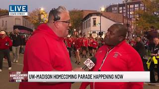 Dr. Corey Pompey directs UW-Madison Marching Band during homecoming parade