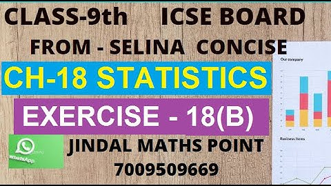 ICSE Ch-18 Statistics Ex-18(B) Complete From Selina Concise For ICSE Class 9 Math @jindalmathspoint