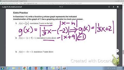 Algebra 2 (1.3) Transformations of parent functions