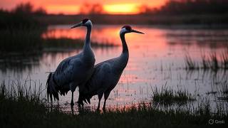 Relaxing natural sound with Two Cranes at Sunset #RelaxingSounds#SunsetCranes#NatureAmbience screenshot 5