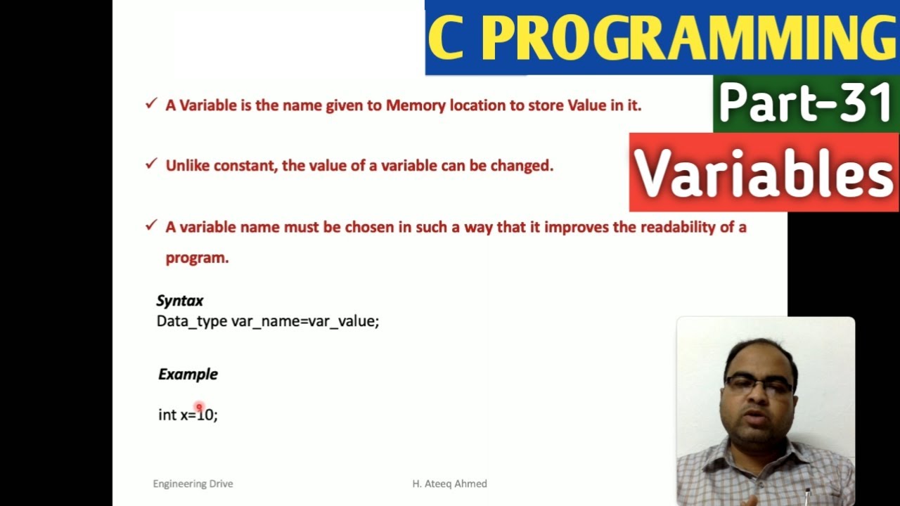 C PROGRAMMING | Part-31 | Variables - YouTube