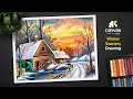 Winter drawing  winter drawing scenery  winter drawing oil pastel  rang canvas