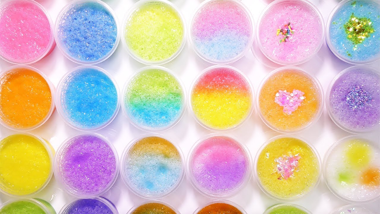 【ASMR】大量のしゅわしゅわスライムを全て混ぜてみた【音フェチ】