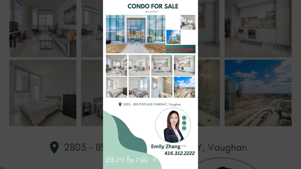  Sun Filled Corner Condo In The Heart Of Vaughan 2803 898 Portage Parkway