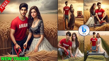 गेहूँ काटते हुए Couple की फोटो कैसे बनाएं Bing image से | How to create 3d ai couple farming image