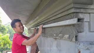Amazing Construction Skills - Render decorative cement and sand on the house wall
