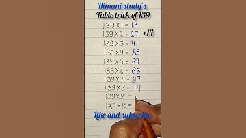 table trick of 139 😱🔥🔥 shorts 🔥 trending 😱 maths 🔥 Himani study