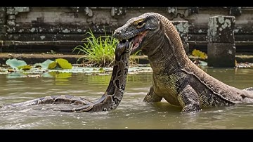 Komodo Dragon vs GIANT PYTHON - Epic Battle for Survival