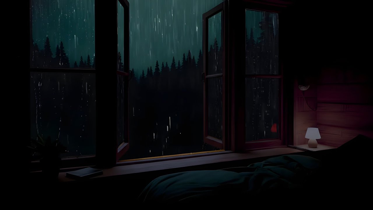 Rain and Thunder Sounds Outside the Window I Cozy Bedroom Ambience for Deep Sleep & Relaxation