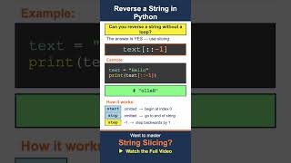 Reverse a String in Python | Python One-Liner #2 #python #shorts #pythonprogramming #learning #cs