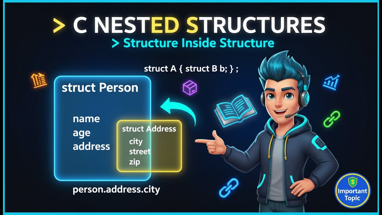 C Nested Structures Explained 🏗️ | Structures Inside Structures in C ...