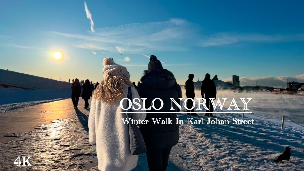 OSLO NORWAY, Snowy Walk In Karl Johan❄️🇳🇴 Virtual Walking Tour 4K!