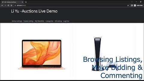 Commerce Demo - an eBay-like bidding site with Django and Bootstrap (CS50W project 2)
