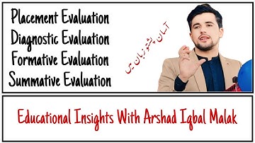 Placement Evaluation|Diagnostic Evaluation|Formative Evaluation|Summative Evaluation