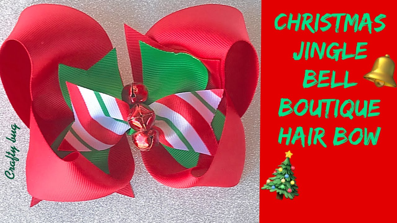 Christmas Jingle Bell Bow Hair Clip - Red & Black