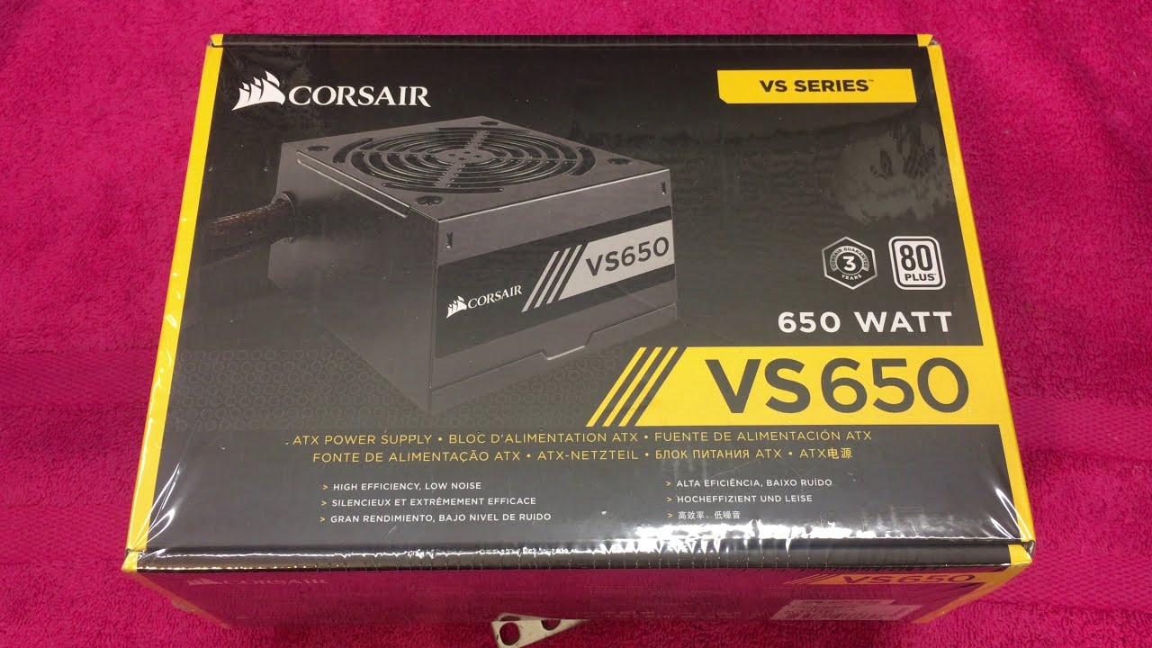 Corsair VS Series VS650 PSU Unboxing Overview - Plus White, 650W Budget Power Supply - YouTube