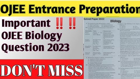 OJEE ENTRANCE PREPARATION/Important Biology Questions For OJEE #bpharma  #ojee #entrance #cuet