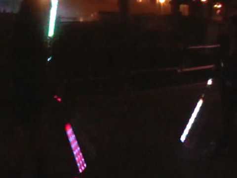 light show begins a lightsaber fight