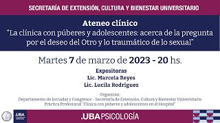 Ateneo Clínico - &quot;La clínica con púberes y adolescentes&quot;