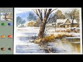 Without Sketch Landscape Watercolor - Winter View (color name, watercolor material) NAMIL ART