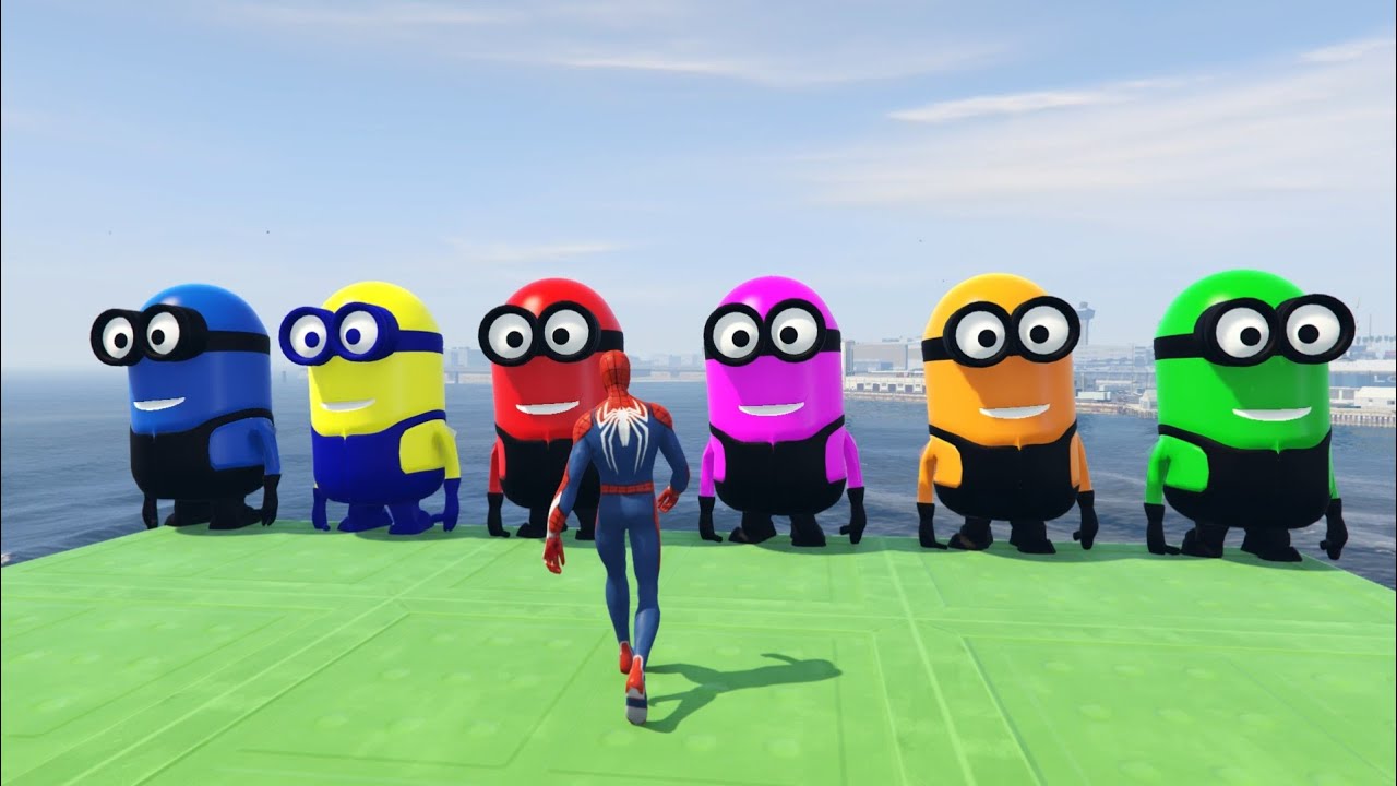 🔥 GTA 5 : Red Spiderman 🆚 Red VS Green Minion 💥 Epic Ragdolls Falls & Funny Fails 😂 #17