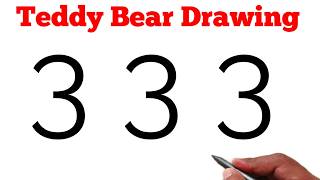 How to Draw Teddy Bear Drawing From Number 33 | Easy Teddy Bear Art