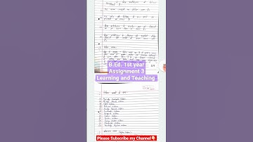 B.Ed. 1st year how to make Assignment 3 Learning and Teaching #dbrau #rmpssu #upbed #viral #shorts