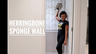 DIY Herringbone Sponge Pattern on Laundry Room Wall | Sophia Sacha