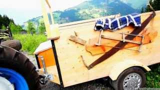 self built wooden tractor trailer selbst gebauter Traktor Anhänger aus Holz