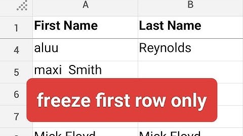 How to freeze first row only in zoho sheet app in phone 