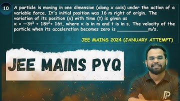 A particle is moving in one dimension (along x axis) under the action of a variable force. It