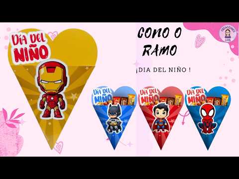 Cono o Ramo Dia del Niño Super Heroes