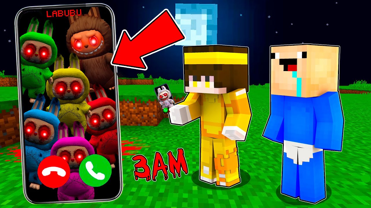 NUNCA LLAMES a LABUBU a las 3 AM en Minecraft! 💀📱😱 | 2 Noobs vs LABUBUS MALVADOS
