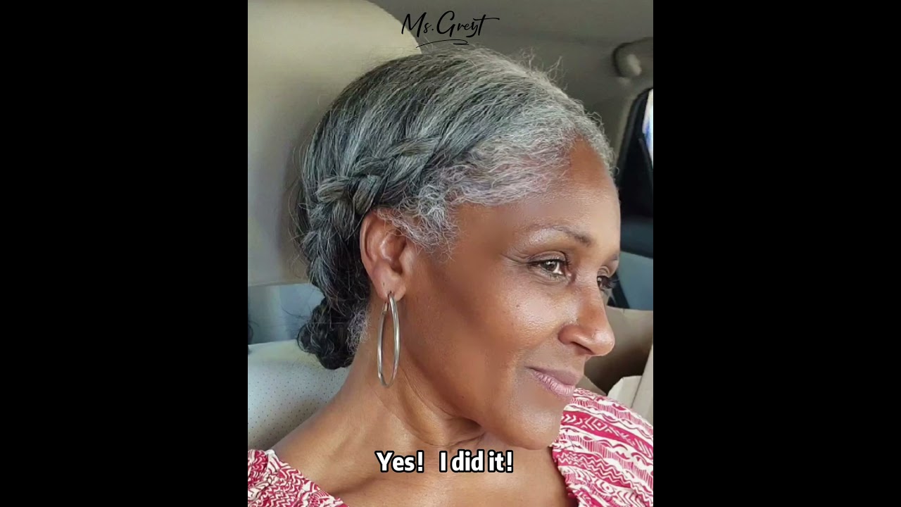 Grey hair braids style with the V-part wig!