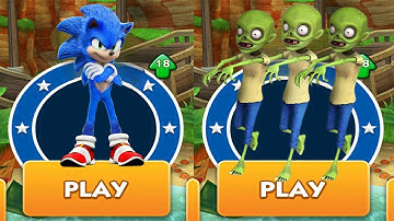 Sonic Dash vs Zombie Run 2 Monster Runner - Movie Sonic vs All Bosses Zazz Eggman Android Gameplay