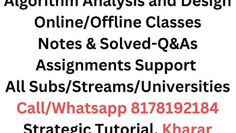 Algorithm Analysis and Design