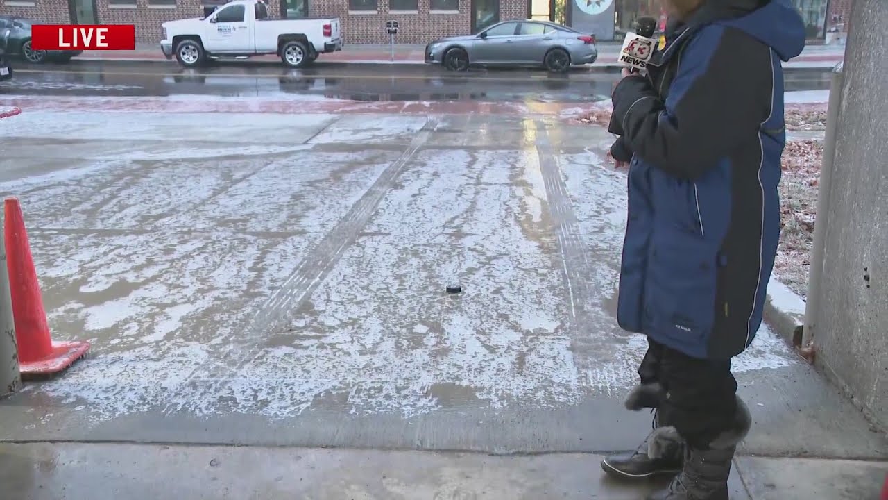 Ice storm impacts roadways across Iowa on Saturday - YouTube
