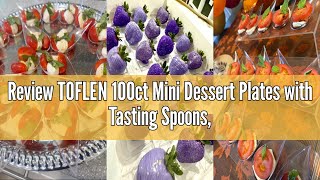 Review TOFLEN 100ct Mini Dessert Plates with Tasting Spoons, 2.5 Inch Small Reusable Clear Plastic S Mini Plates For Dessert