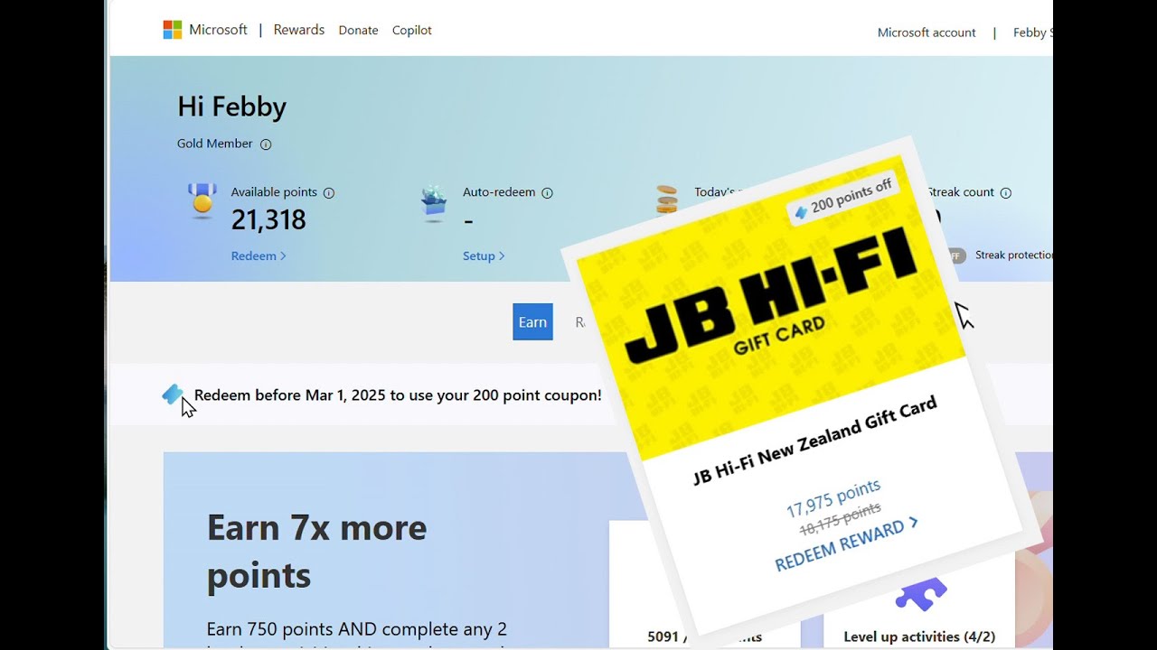 Redeem Microsoft Rewards points for JB HI-FI gift card - YouTube