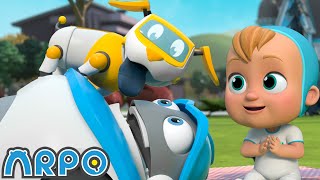 arpo and baby daniel take petbot to the park 1 hour of arpo funny robot cartoons for kids