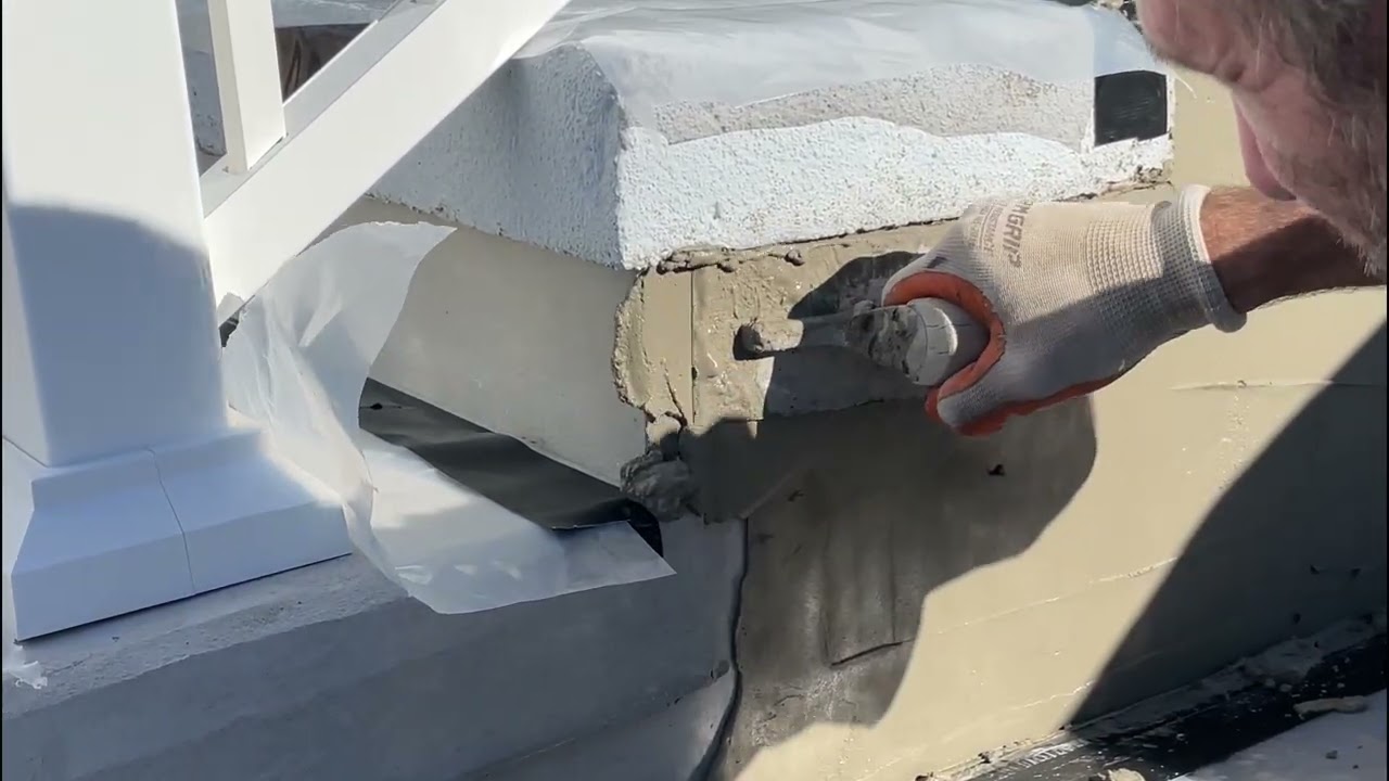 DIY Stucco Foundation Steps Smooth Sponge Finish