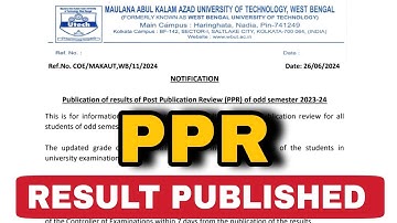 Finally MAKAUT Odd Sem PPR Result Published | Check Now.