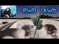 Snow drifting rwd vs awd  moza r12  wheel gameplay