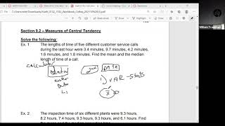 Math 1332 Section 9.2  Mean , Median and Mode