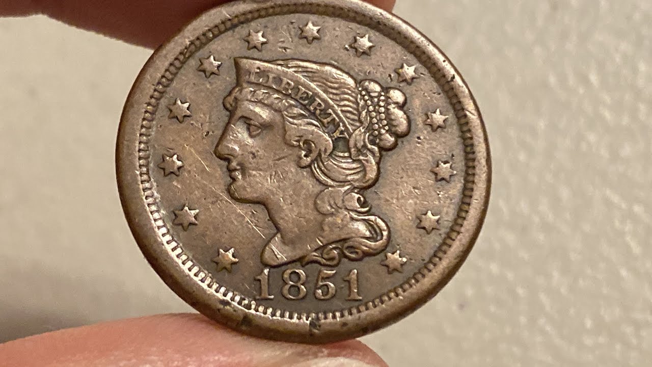 1851 U.S. Braided Hair Large Cent 1 Cent Coin • Values