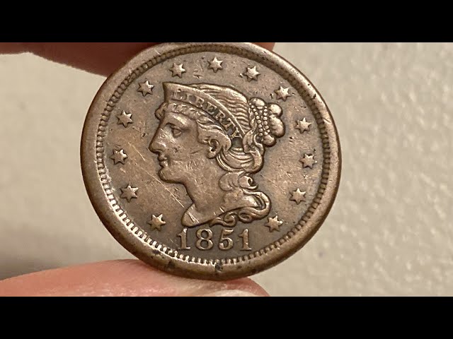 1851 Braided Hair Large Cent - Ruby Lane