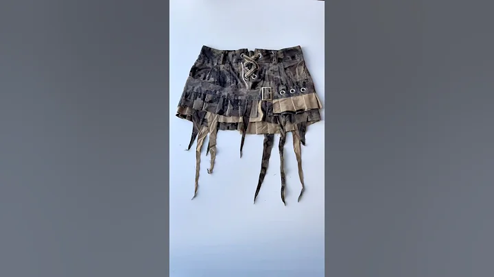 Upcycle camo pants into low rise alt miniskirt, thrift flip idea #thriftflip #upcycling #sewing