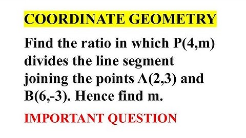 Vind de verhouding waarin (4,m) het lijnsegment deelt dat A(2,3) en B(6,-3) verbindt. Vind dus m