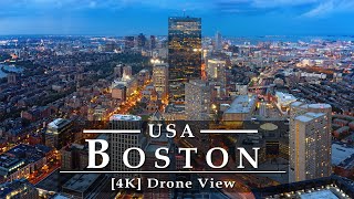 Boston 🇺🇸 4K by Drone || Watch Amazing Boston 4K UHD Night - Boston Skylines Properties, Tours 2021